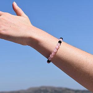 Love Energy Protection Bracelet - Rose Quartz and Black Tourmaline