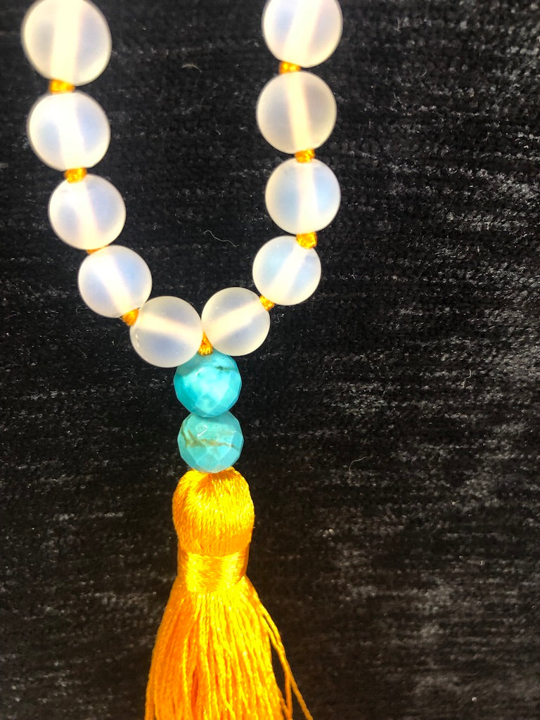 Opal Stone & Nepal Beads knotted Mala