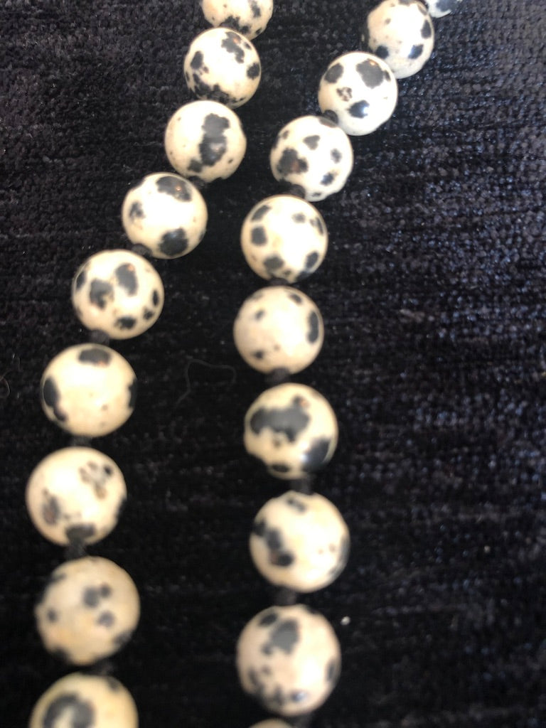 Joyful Dalmatian Stone Mala - Tassel Necklace