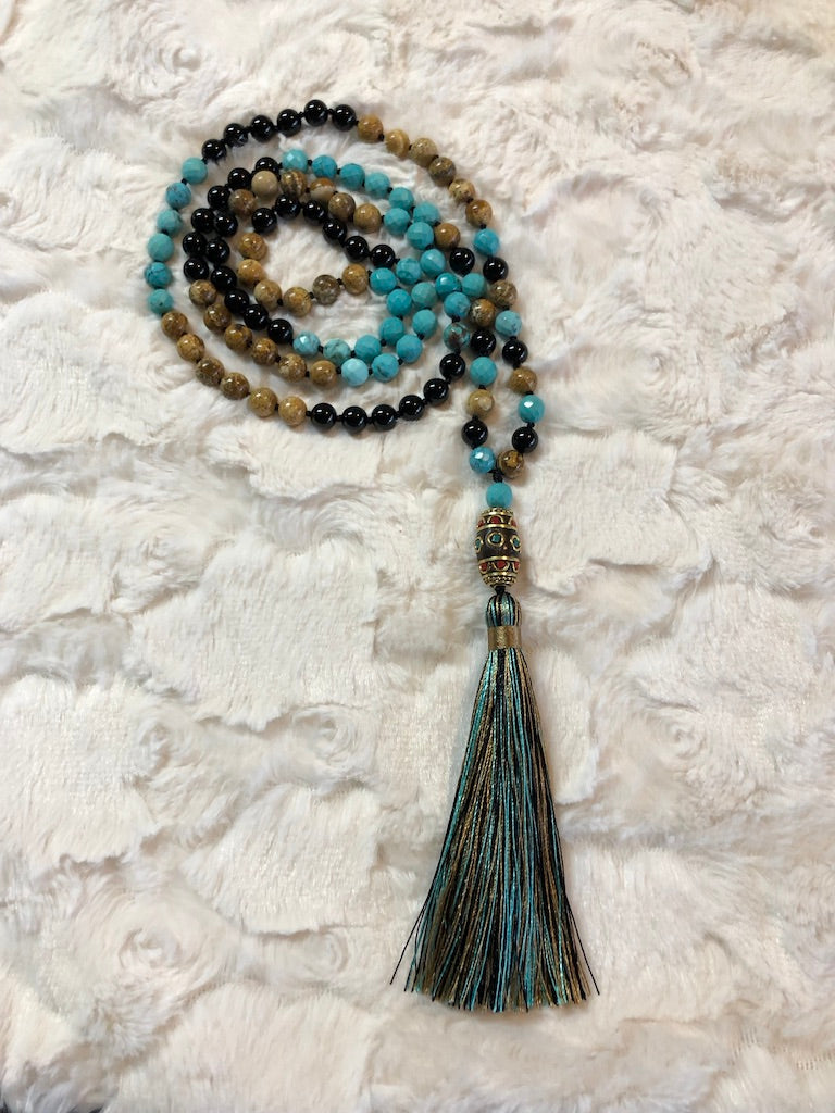 Powerful Onyx - Nepal Pendant Mantra/Yoga Necklace
