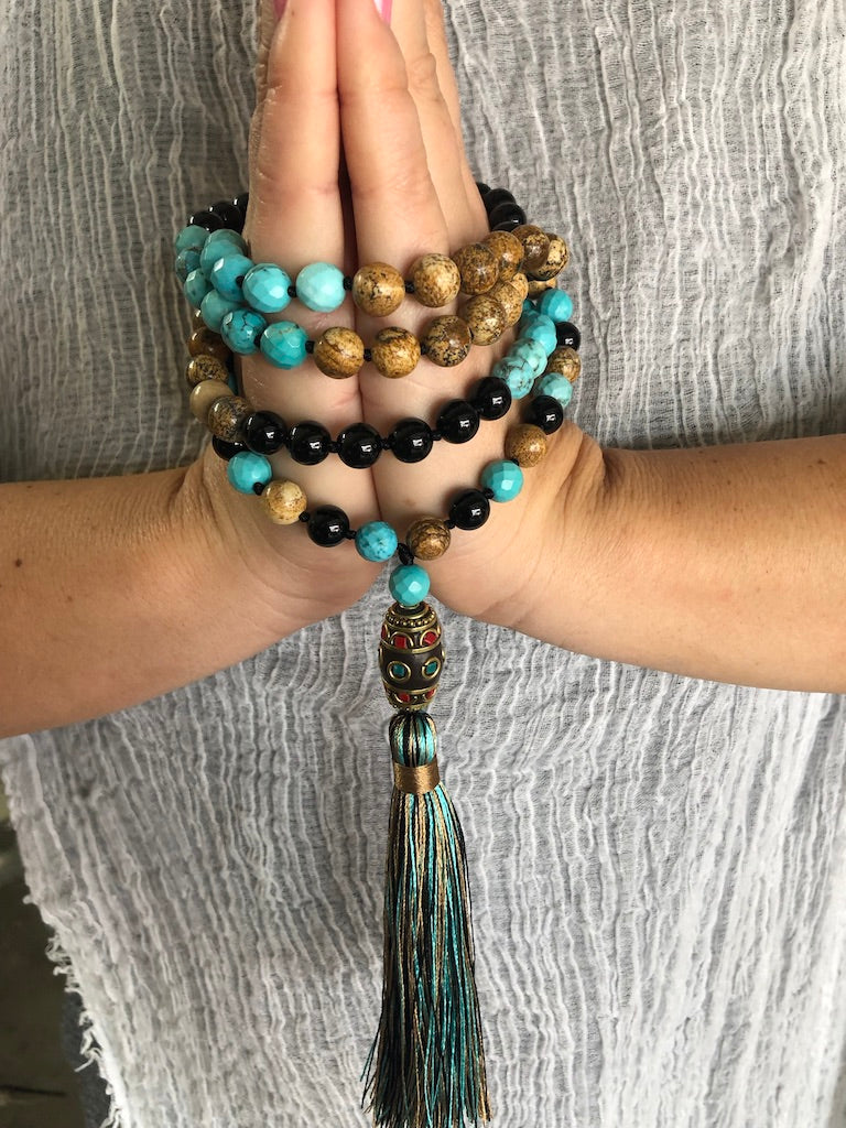 Powerful Onyx - Nepal Pendant Mantra/Yoga Necklace