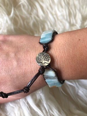 Courage Mixed stone positivity Bracelet  - Leather Wrap
