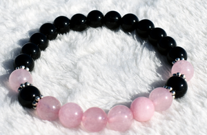 Love Energy Protection Bracelet - Rose Quartz and Black Tourmaline