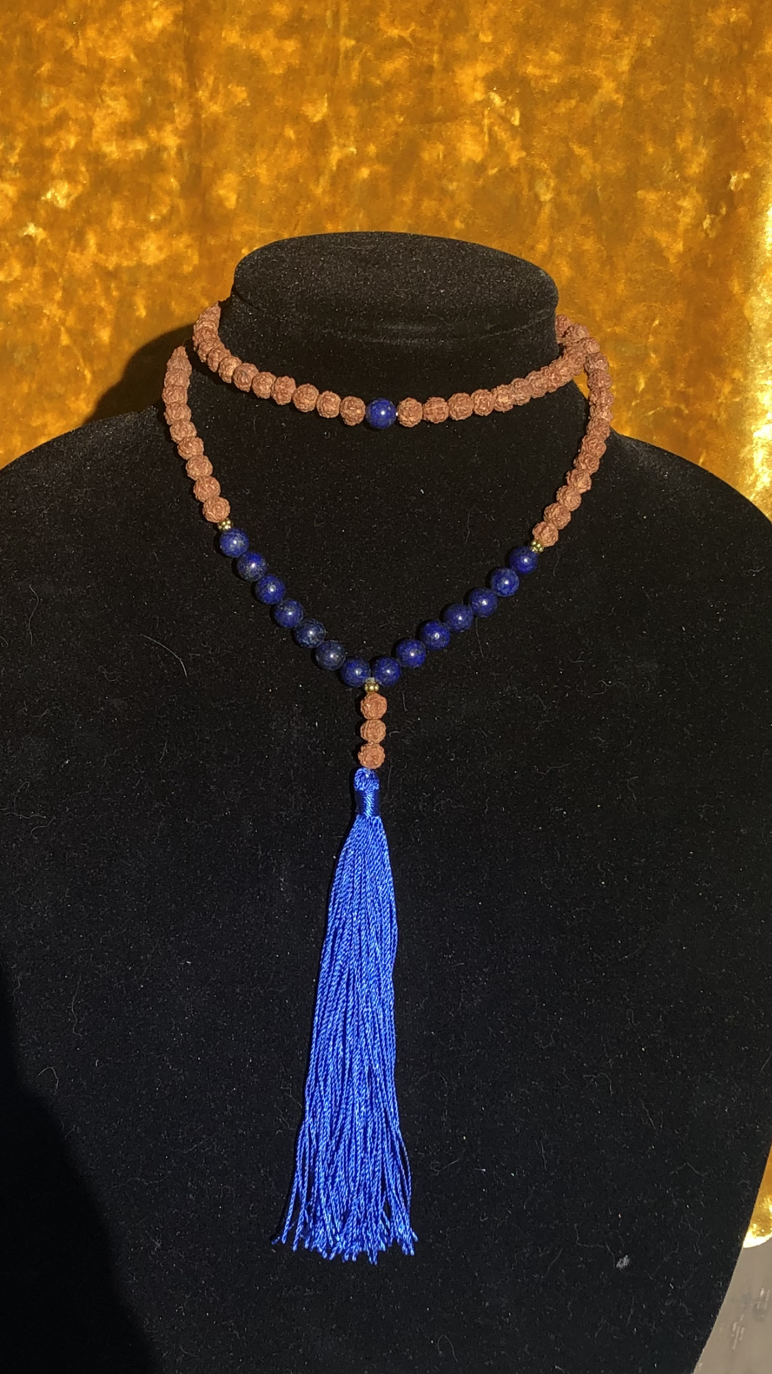 Inner Truth Rudraksha Bead Necklaces Lapis Lazuli 108 Mala with tassel