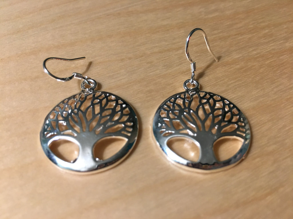 Tree of Life Earrings Natural - 925 Silver