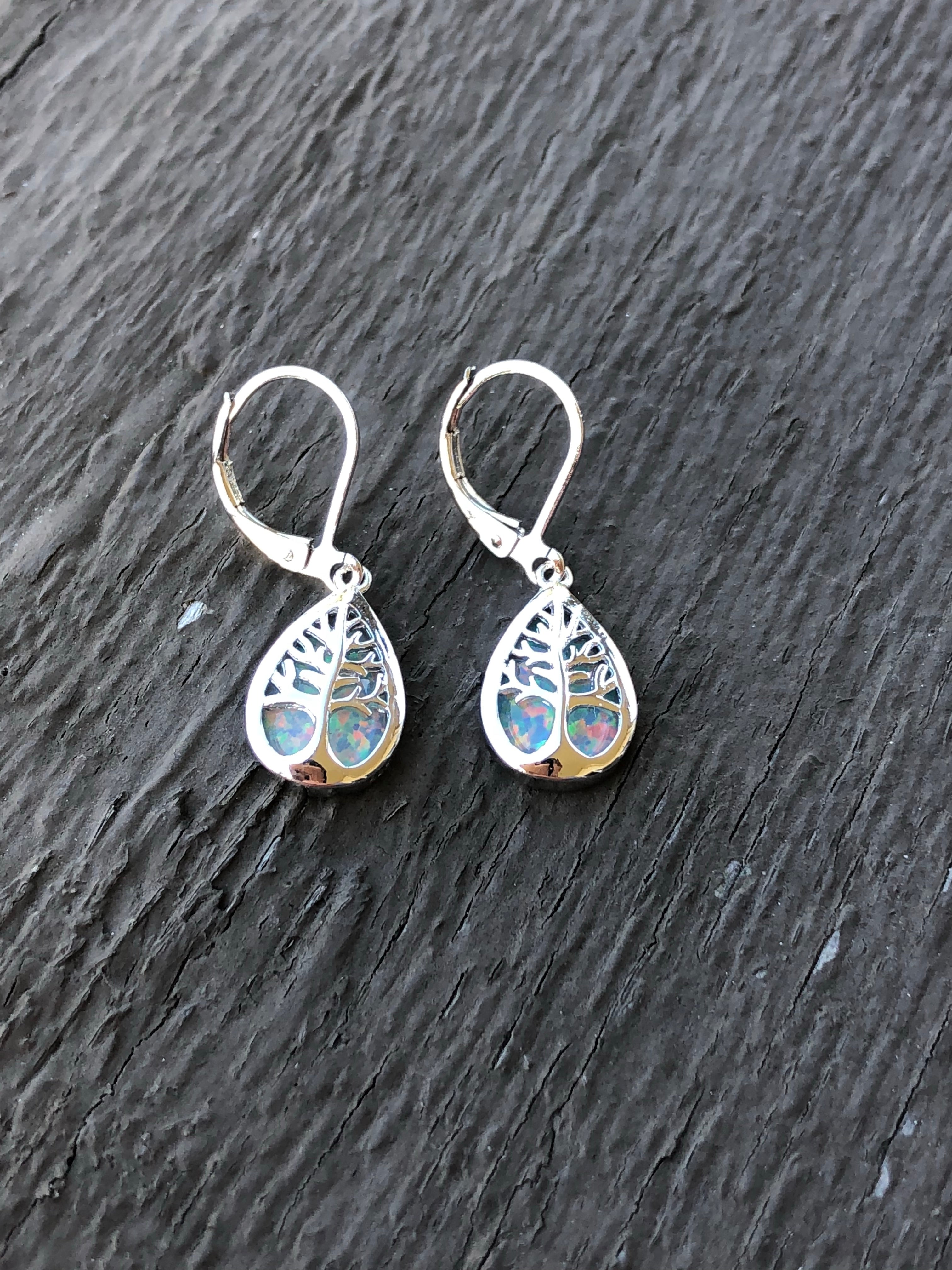 Fire Opal "Tree of Life"  Earrings