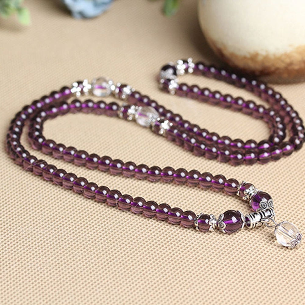 Purple 6mm Crystal Stone 108 Mala Bracelet Necklace