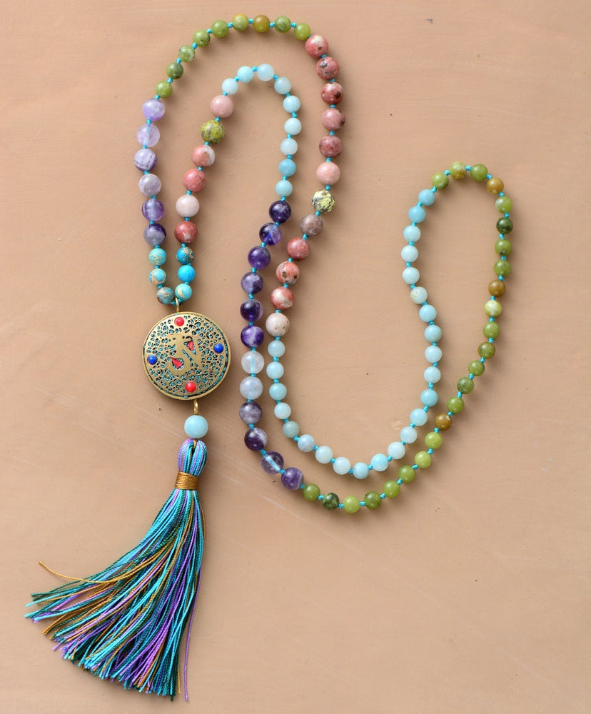 Prayer Necklace with Nepal Amulet and Tassel