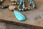 Natural Stones Crystals Teardrop Pendant Necklace