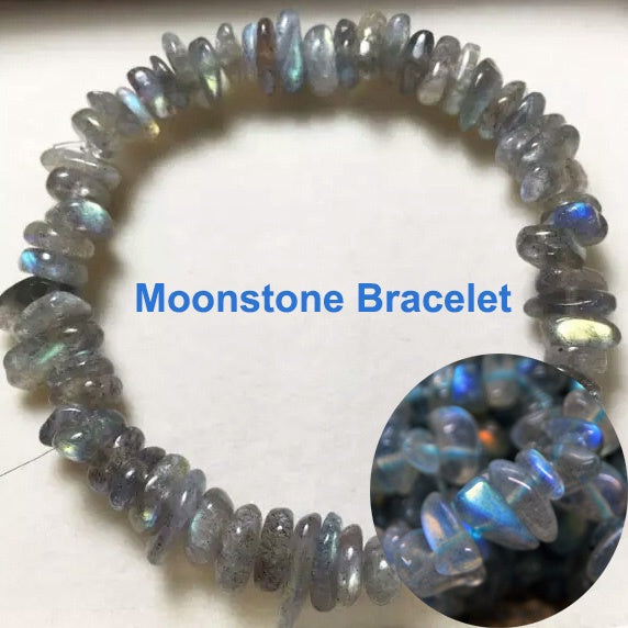 Pure Natural Grey Moonstone Crystal Bracelet Grey Labradorite