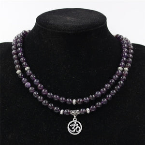 Magic Purple Stone Mala Bead Bracelet Necklace
