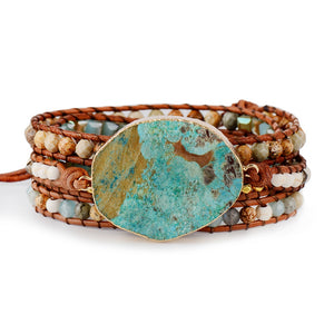 Handwoven Blue Mother Earth Jasper bracelet
